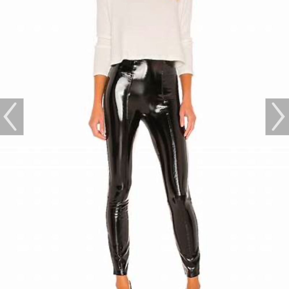 Black patent leather SPANX leggings